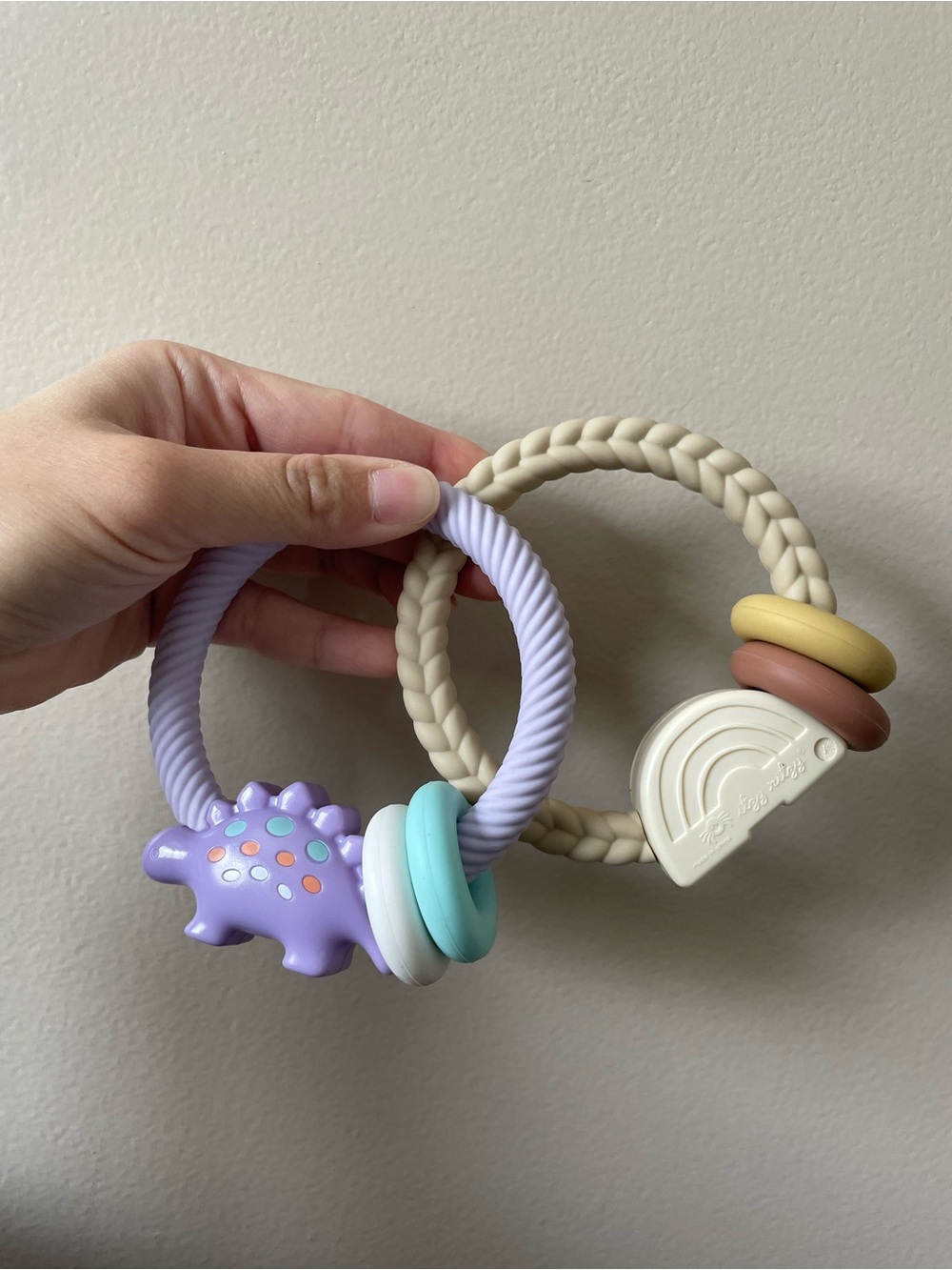 Itzy Ritzy Baby Teether Set - Dino Purple, Cream, Mint & Rainbow Neutral Tones